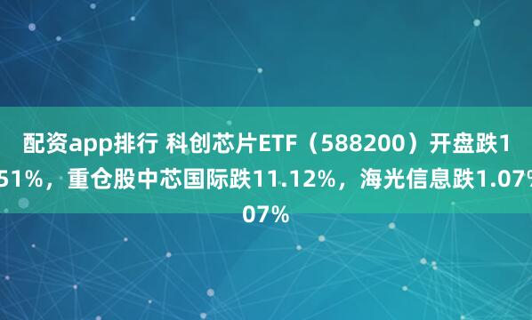配资app排行 科创芯片ETF（588200）开盘跌1.51%，重仓股中芯国际跌11.12%，海光信息跌1.07%