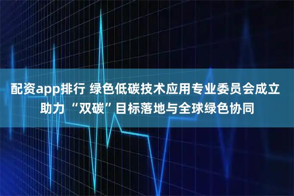 配资app排行 绿色低碳技术应用专业委员会成立 助力 “双碳”目标落地与全球绿色协同