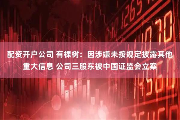 配资开户公司 有棵树：因涉嫌未按规定披露其他重大信息 公司三股东被中国证监会立案