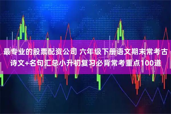 最专业的股票配资公司 六年级下册语文期末常考古诗文+名句汇总小升初复习必背常考重点100道